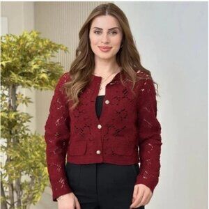 Zara Knit Macrame Crochet Cardigan Sweater NWT